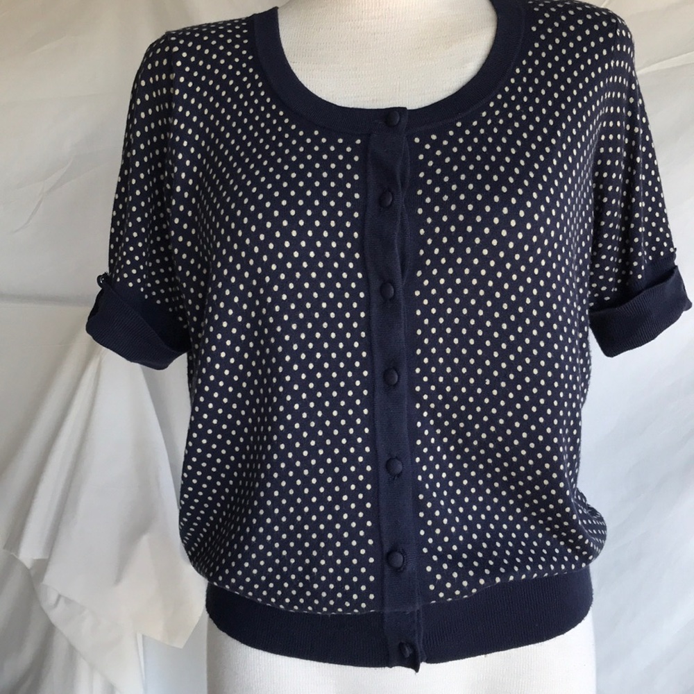 Marks and Spencer polka dot blue top sz M